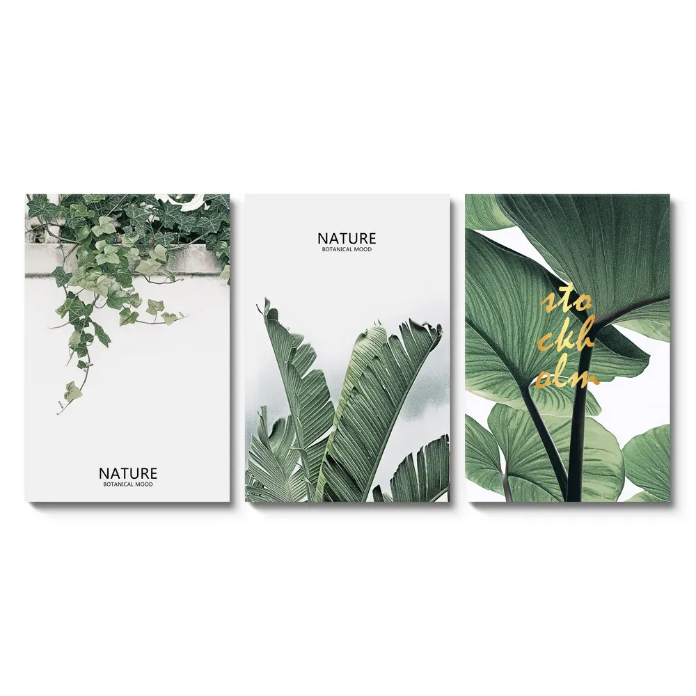 Modern Wall Painting Green Leaves Natural Wall Art Sofa/Cafe/Office Decor Famous Paintings Print on Canvas