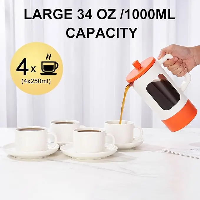 New French press pot household French filter press pot glass tea maker hand pressure filter cup brewing cold brew coffee pot