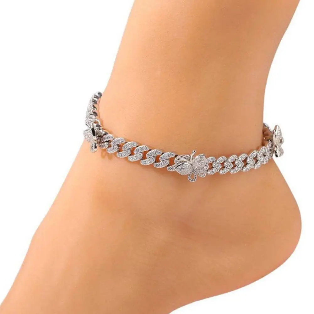fashion butterfly charm gold plated cuban link chain anklet jewelry china manufacturer supplier factory price