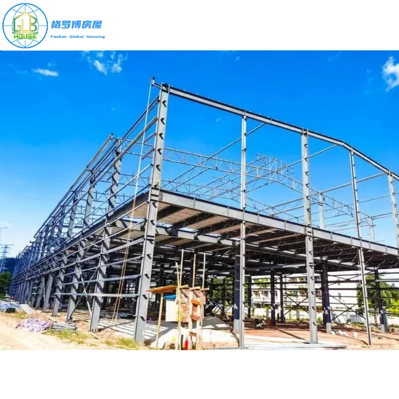 Industrial shed design H beam prefabricated workshop building big steel structure warehouse racking
