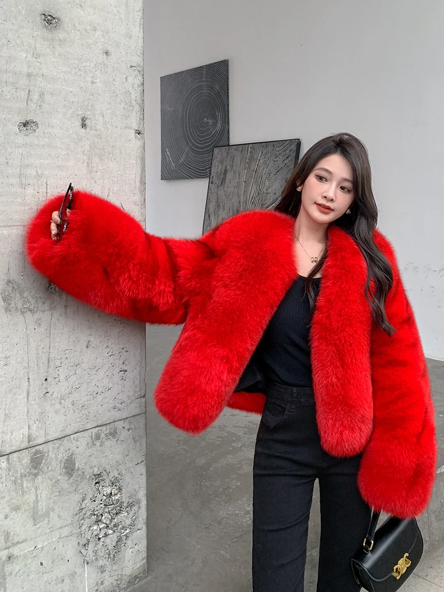 New Product Elegant Fur Women Winter Warm 100% Real Fox Fur Coat Outwear Genuine Warmth White Fox Fur Coat