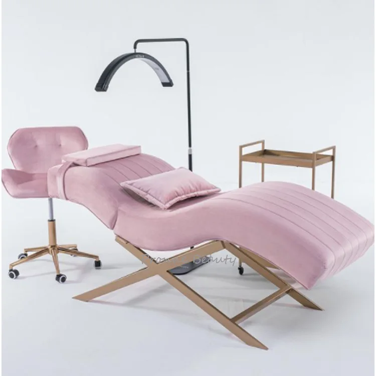 modern luxury new design electric beauty salon treatment table pink custom curve lash extension bed