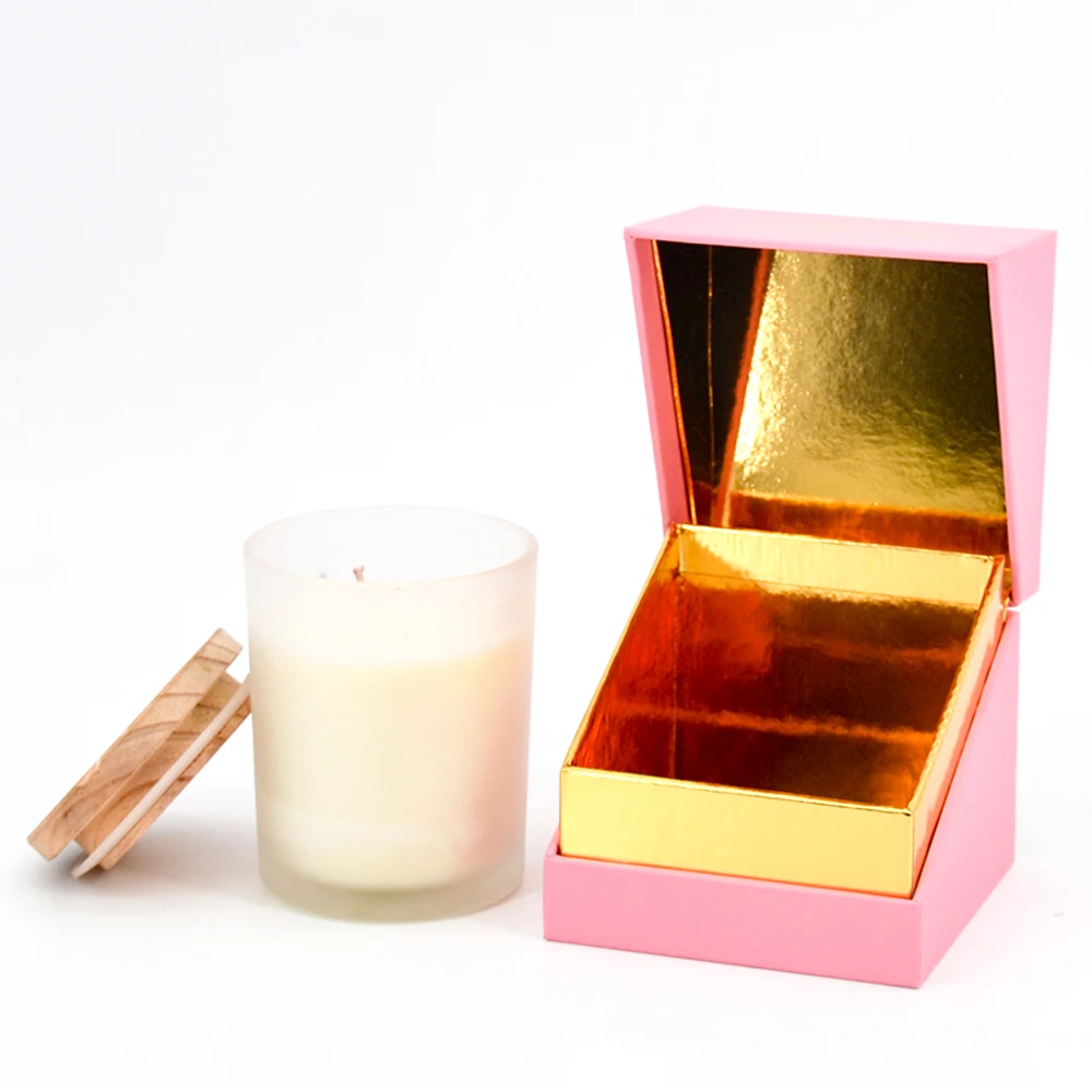 Wholesale Custom empty paper box for candle jar luxury 2 piece scented candles gift box set packaging with ribbon decorative