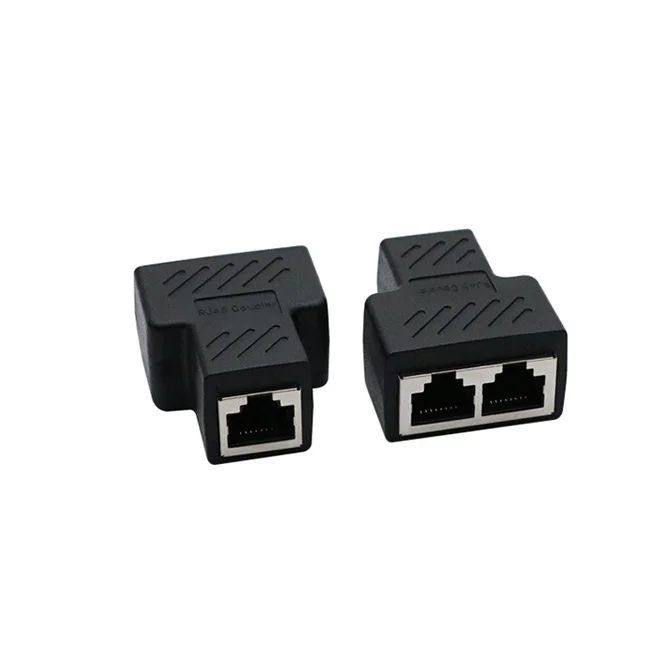 1 To 2 Ways Rj45 Ethernet Lan Network Splitter Double Adapter Ports Coupler Connector Extender Adapter 8P8C Plug Connector