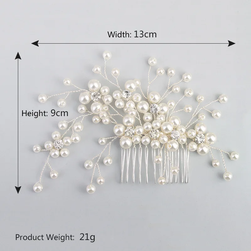 Hot Sale Handmade Wedding Accessories Headpiece Bridesmaid Fancy Pearl Silver Flower Insert Comb Bridal Hair Combs