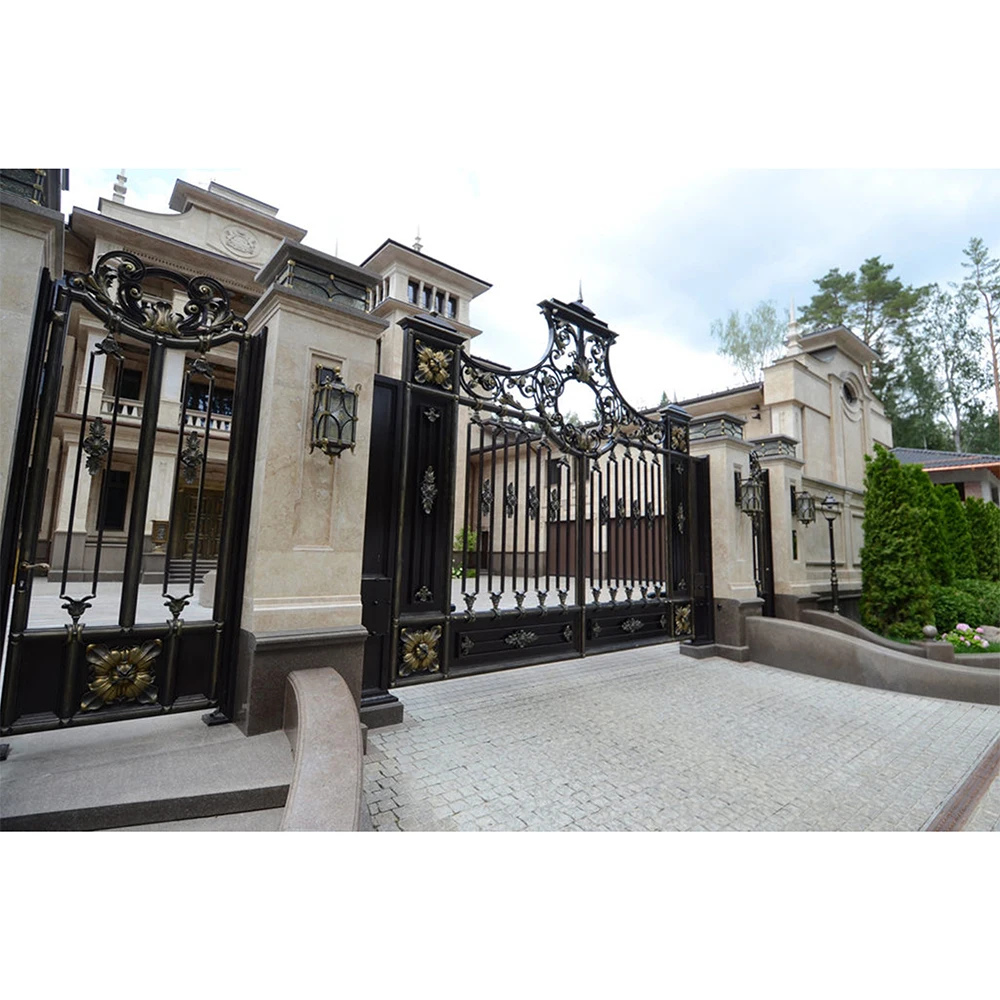 HUAART Professional Customized Turkey Gatehouse Security Door Wrought Iron Gate Main Gate Design