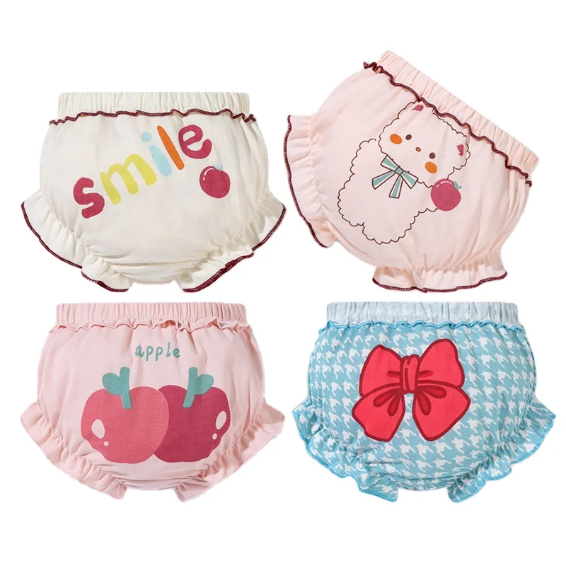 Free Sample Infant Shorts Nappies Panties Changing Underwear Cloth with Printed Pattern