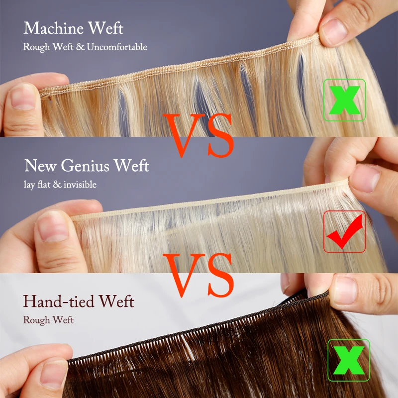 Leshine 18 22Inch Double Drawn Genius Weft Human Hair Genius Volume Weft Hair Extensions