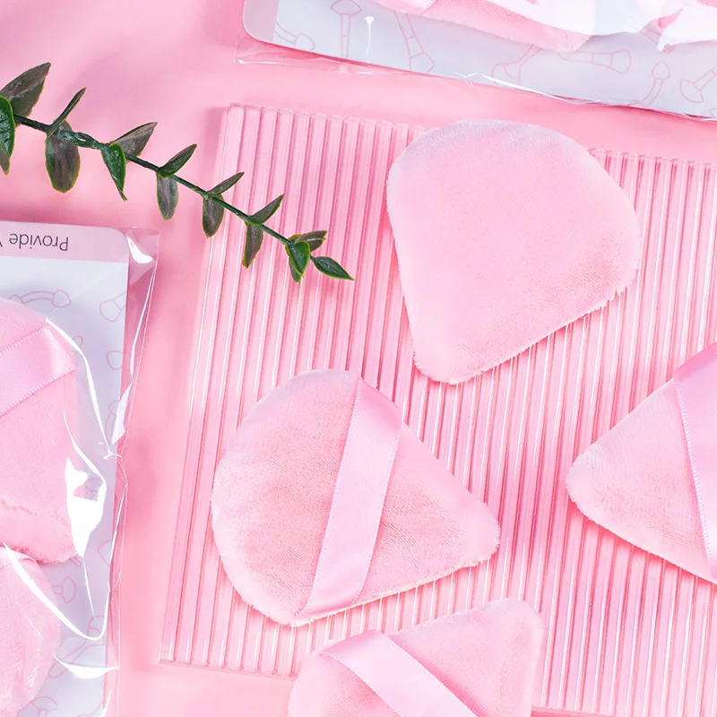 Top seller triangle beauty makeup foundation puff soft velvet cotton setting powder puff Custom logo