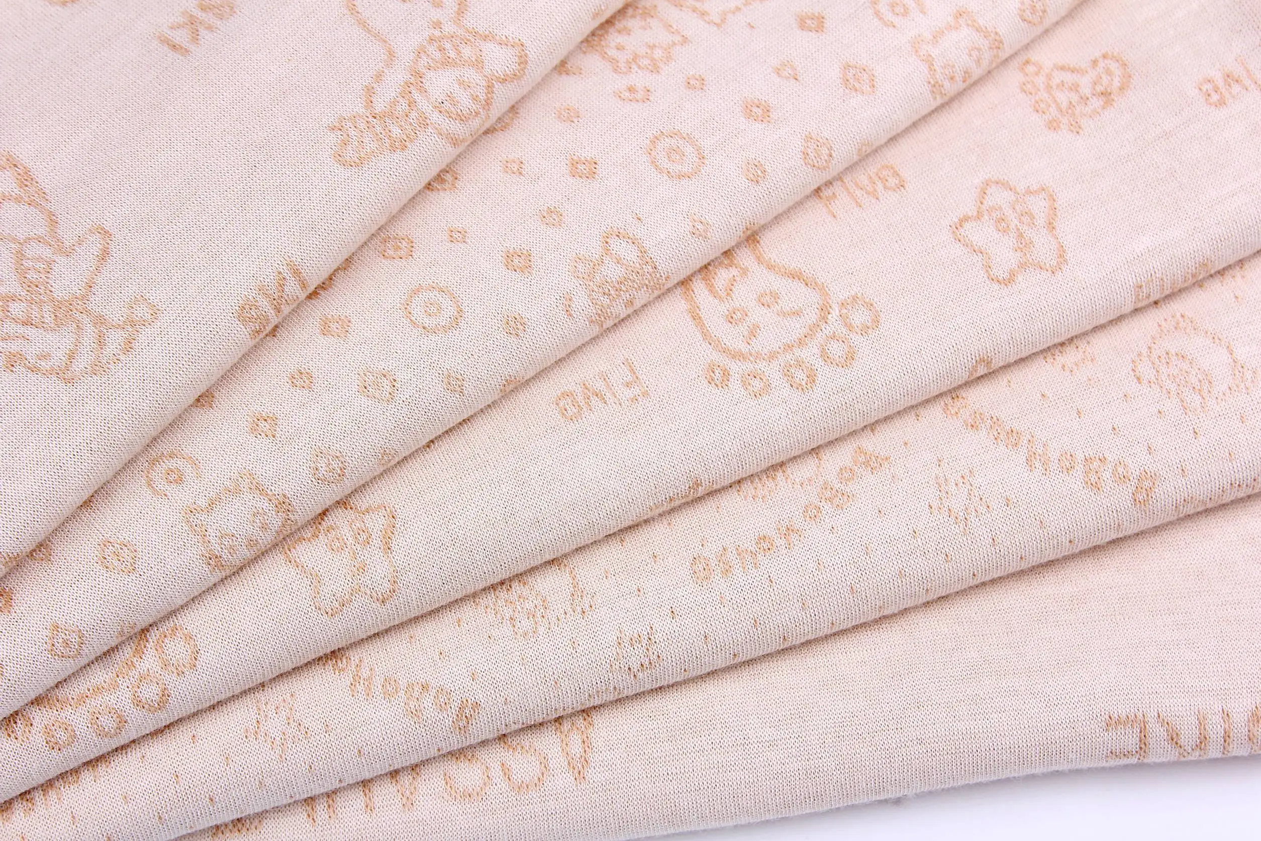 High Quality 185gsm Knitted Natural Colored Combed Cotton Soft Jacquard 100% Interlock Fabric Cotton