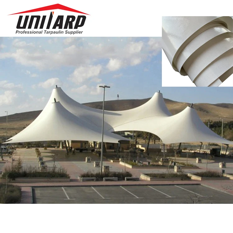 1050g 1250g 1000*1300D FR PVC PVDF/Acrylic Tensile Tent Membrane Structure Fabric, Tent PVC Tarpaulin Roof Structures