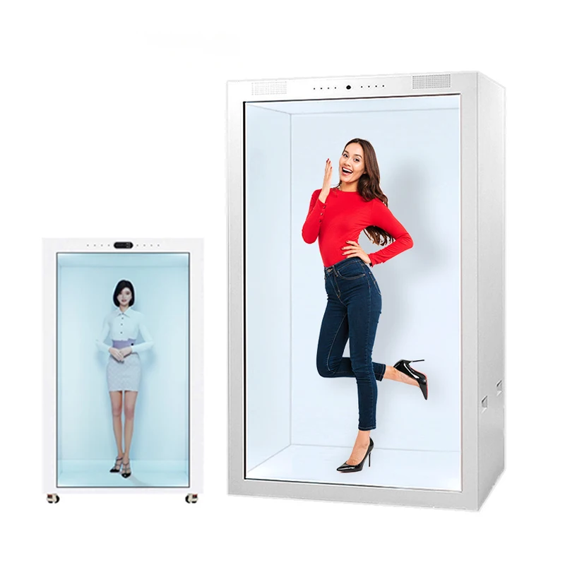 AI Virtual 3D Interactive LED Hologram Cabinet Transparent Indoor Holographic Cabin Screen Equipment Human-Size Holographic Fans