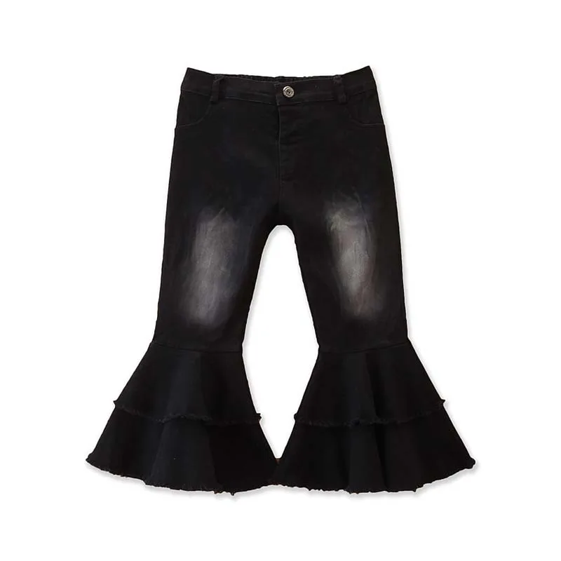 2023 New Cute Fashion 2-6Years Bell-Bottoms Pants Denim Wide Leg Jeans Trousers Jeans Kids Girls Denim KJPS-005