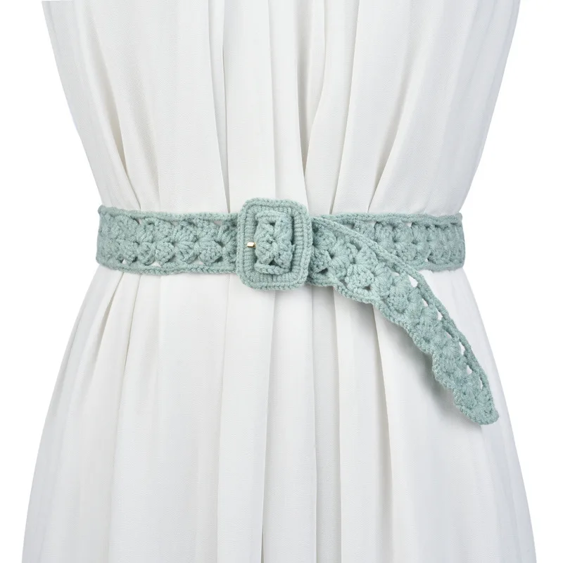 Роскошные женские ремни ручной работы от производителя 100%, индивидуальный Хлопковый вязаный ремень