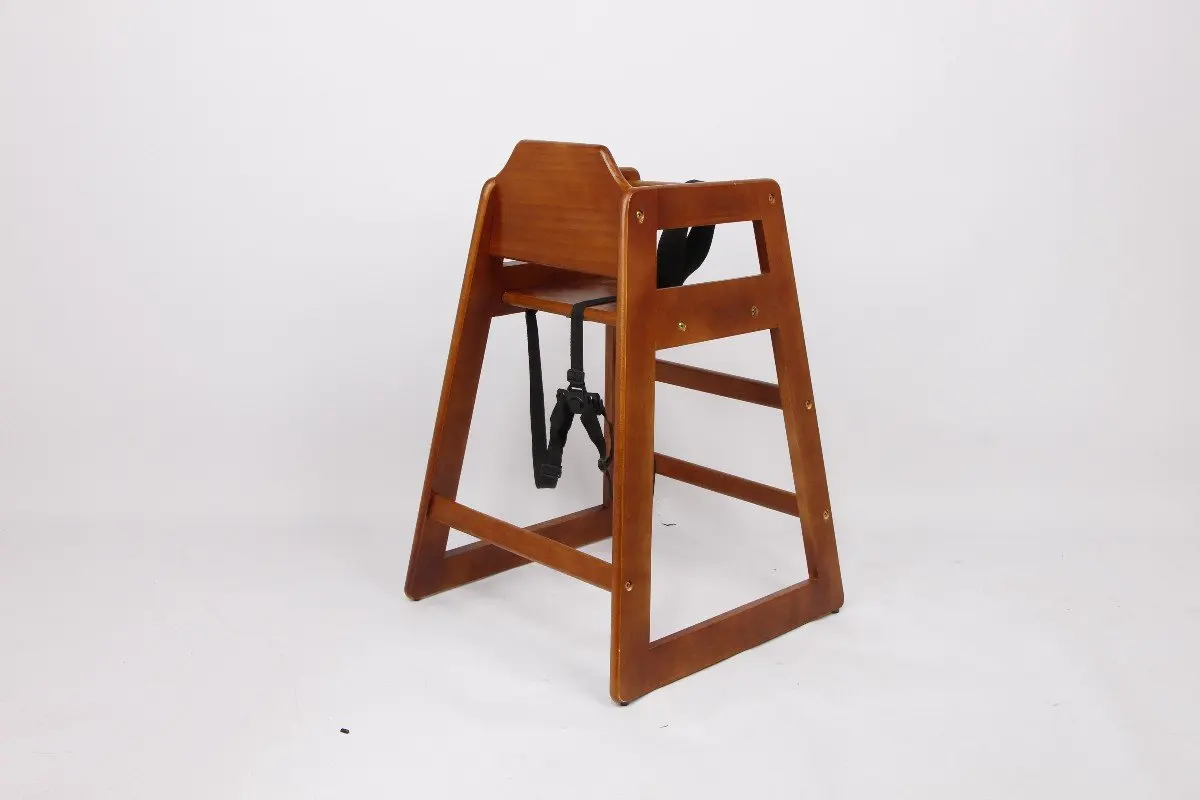 Customized Color Commercial Grade Stack-able High Quality Solid Wood children baby high chair For Restaurant Home Use