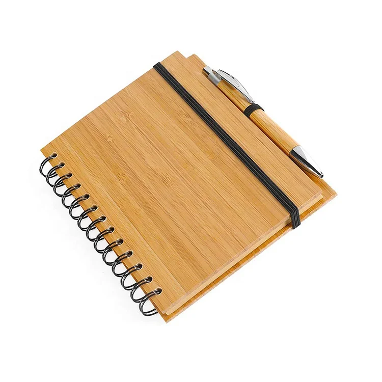 Wholesale cheap business Custom logo diary Journal Recycled Eco-friendly Cardboard Bamboo Cover Notebook