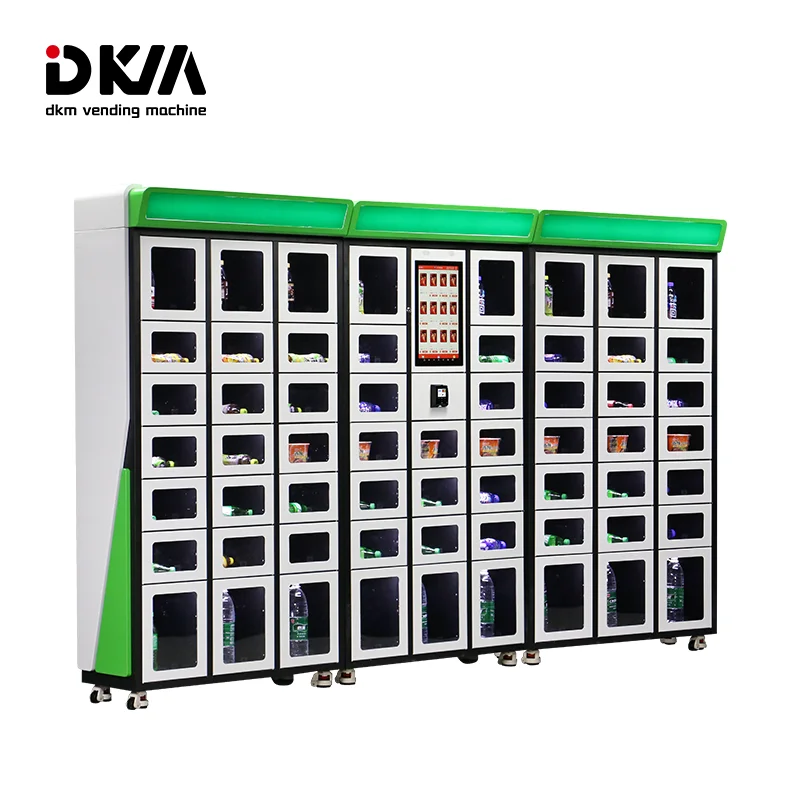 DKM smart automatic banknote coin lockers type fresh flowers food water locker boxes vending machine with card pay
