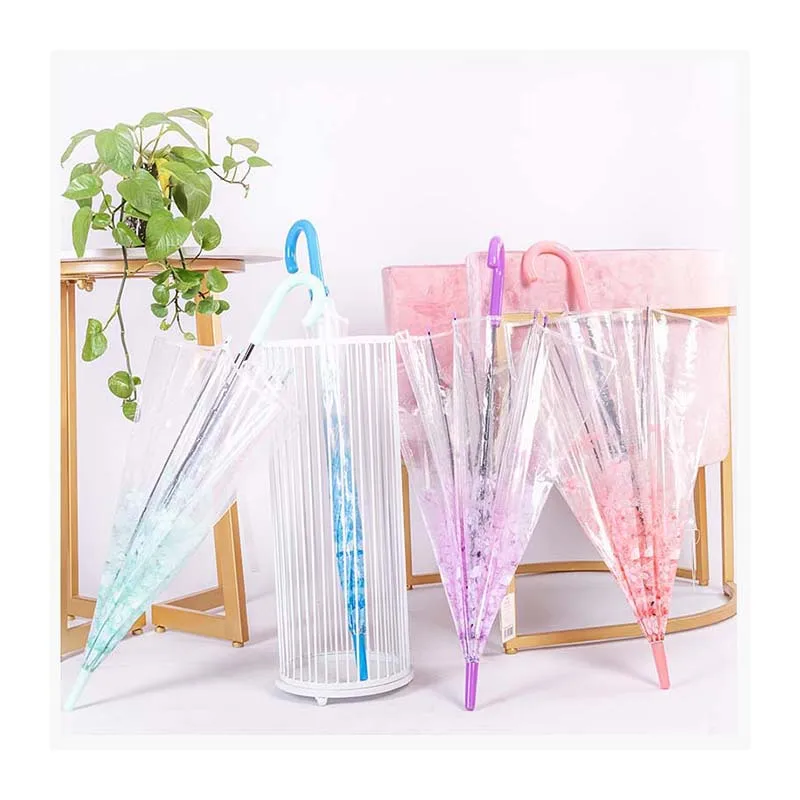 Kids Classic Clear Bubble Golf Umbrella with Easy Grip Curved Handle and Safety Transparent Dome Straight Pattern