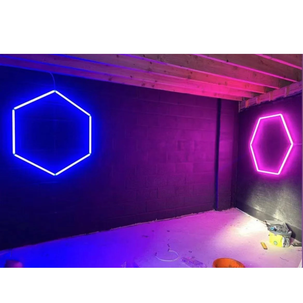 Aluminum Housing Car Showroom Garage Honeycomb Wall Detailing Hexagon Led Lights LED Hexagon Garage Lighting