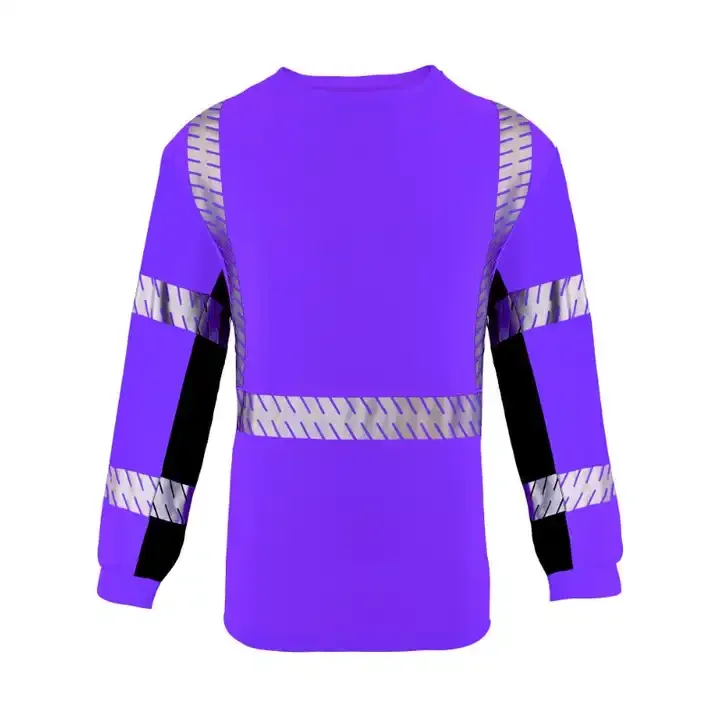 Hot Selling E-commerce Model Dry Fit Breathable Bird Eye Heat Transfer Reflective Safety Shirt Long Sleeve