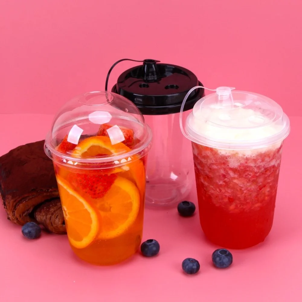 Индивидуальные Прозрачные полиэтиленовые/пла/ПП 12 унций с овальной крышкой, Одноразовые U-образные пластиковые чашки для сока