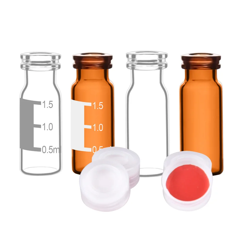 2ml snap top amber glass vial 11mm Wide opening vial with PTFE/Silicone septa cap