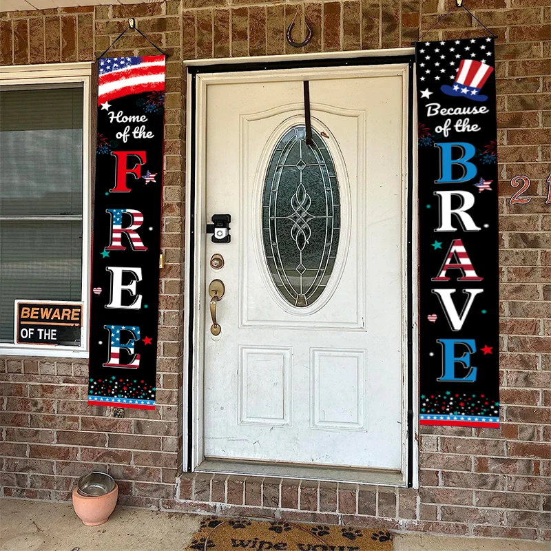 4th of July 12x72 Inches Front Door Porch Party Decoration USA Hanging Door Flag Banner