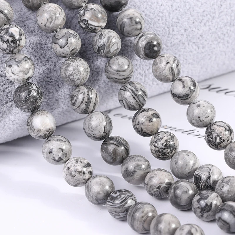 
New arrivals natural gray jasper stone beads strand loose stone beads for jewelry making (YSA006) 