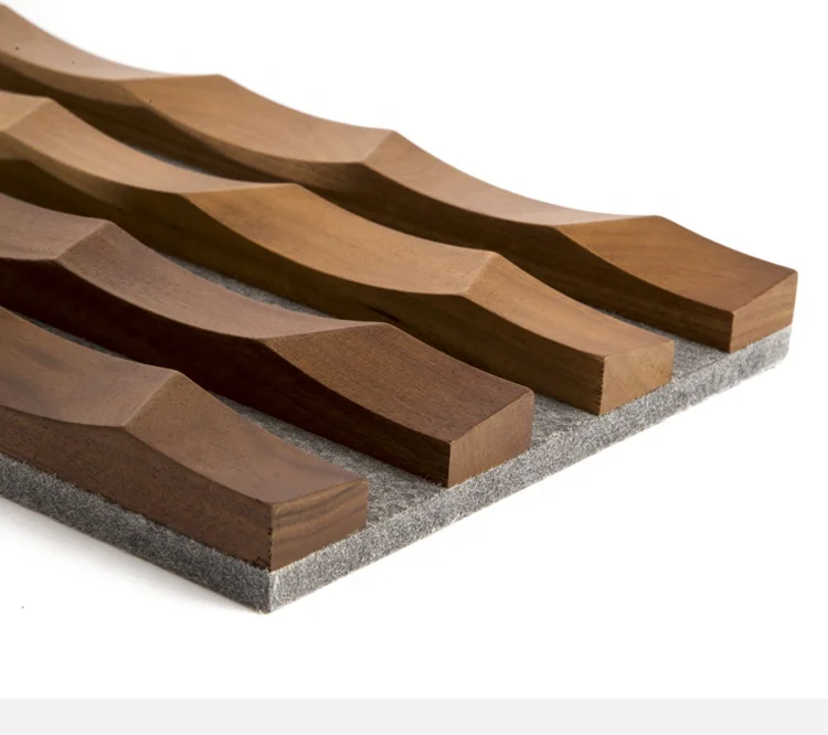 Solid Wood Sandwich Interior Siding 3D Decorative Fluted Wall Cladding Facade Timber Slat Board Paneling