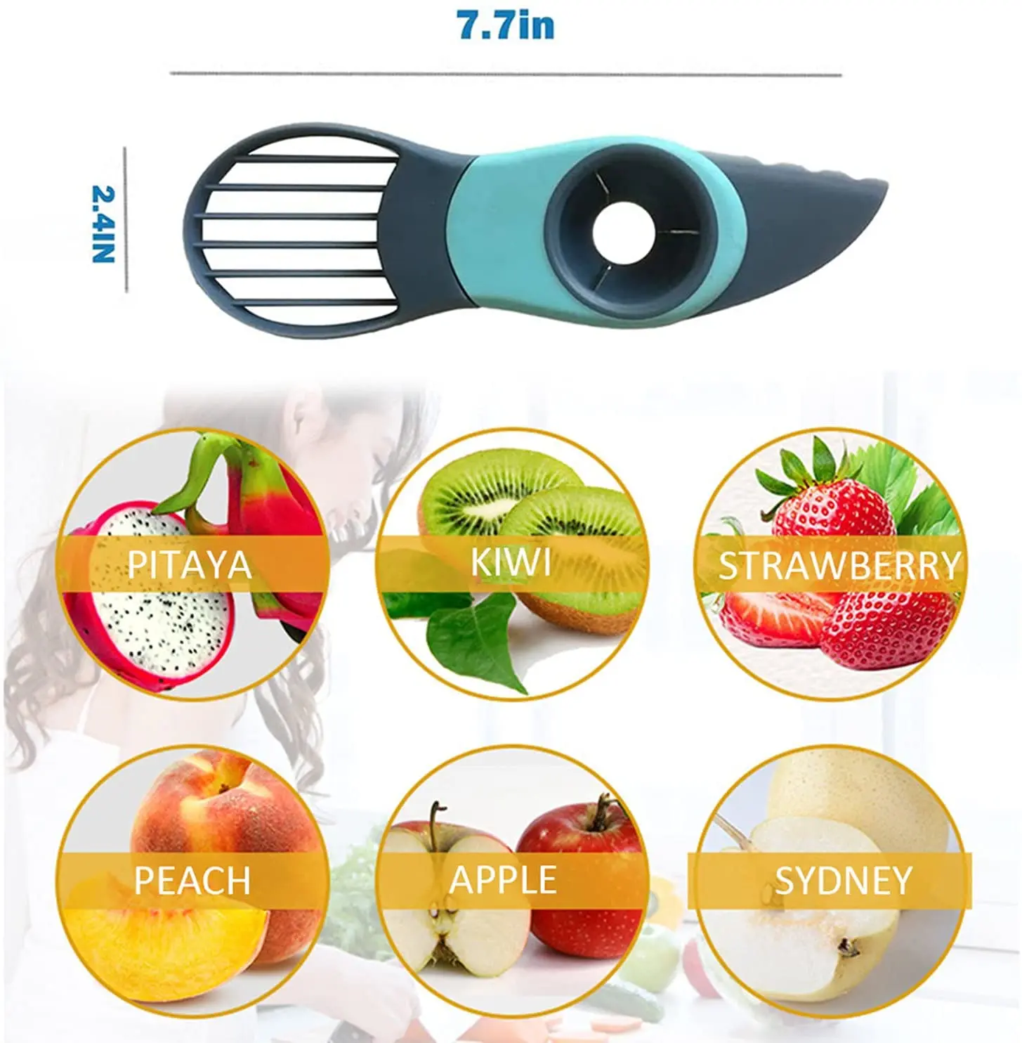 New Arrivals 3 in 1 Multifunction Kitchen Gadgets peeler and pitter Avocado Cutter Tool Avocado Slicer with detachable handle
