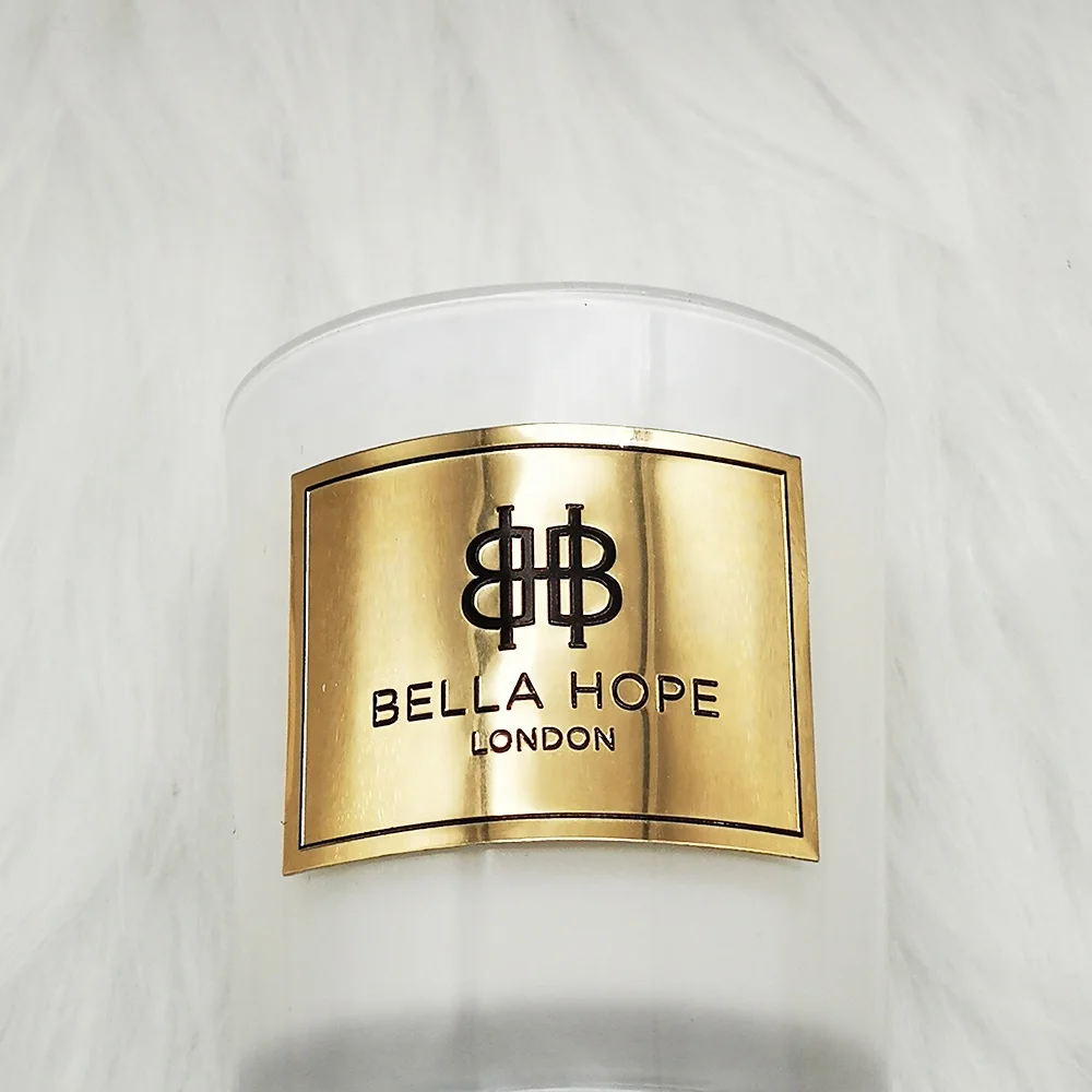 High Quality Luxury Candle Jar Gold metal Logo Stickers Printing Custom candle label printing