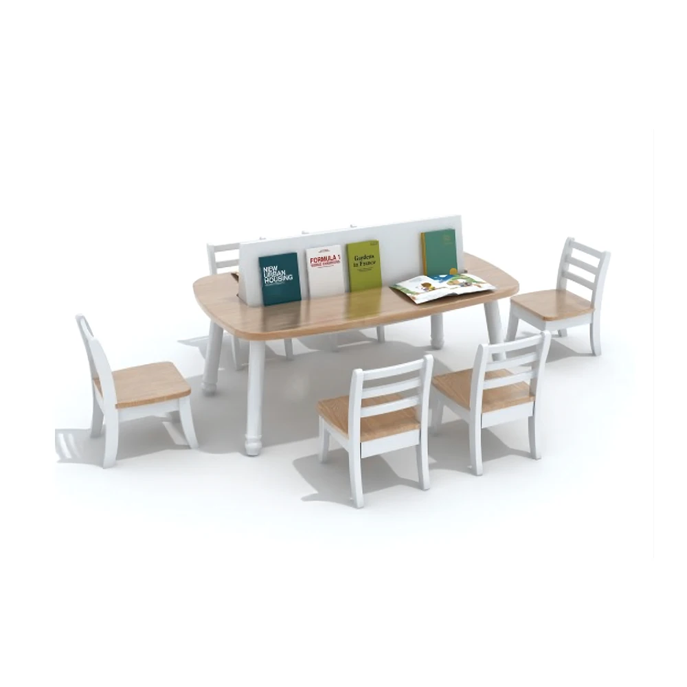 Daycare Furniture Wooden Furniture Kids Curved Back Table and Chair Set, Premium Kids School Furniture School Study Application