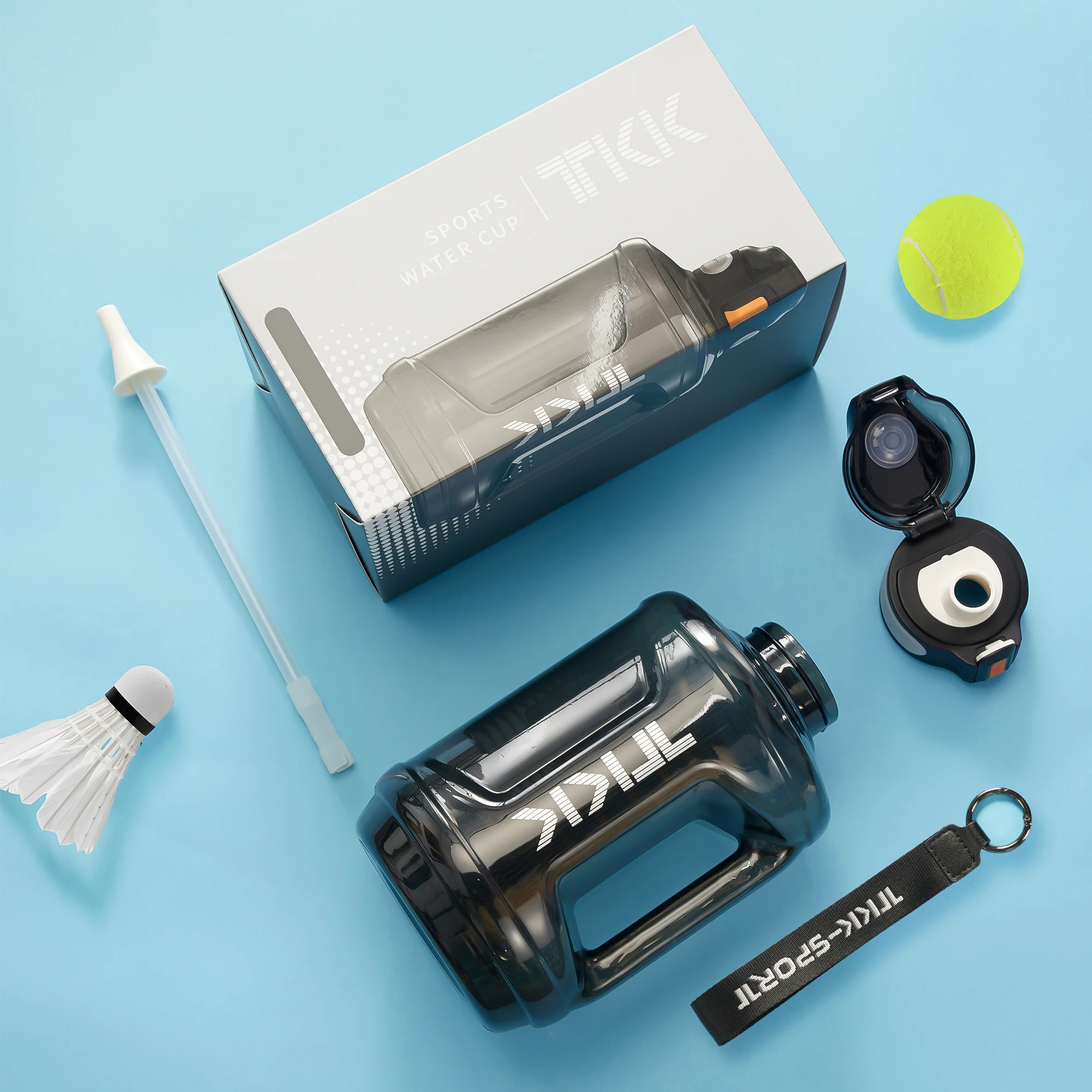 Large Capacity Water Bottle Jug For Gym with Straw Time Marker Dishwasher Safe 1/2 Gallon 64 Oz Water Bottle Jug BPA Free