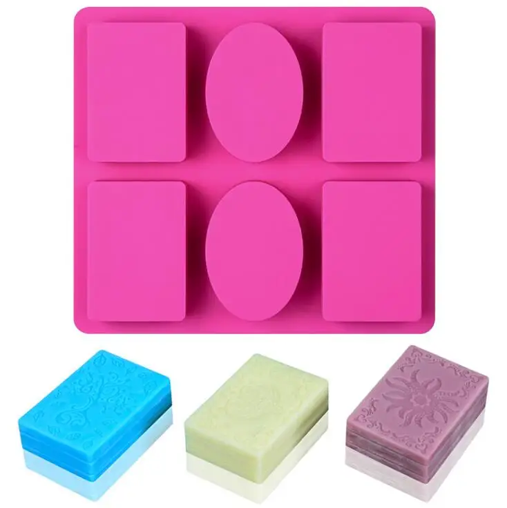 Silicone Soap Molds Cavities Lace Soap Molds Relief Patterns Rectangle and Oval Silicone Molds for Homemade Craft Soaps