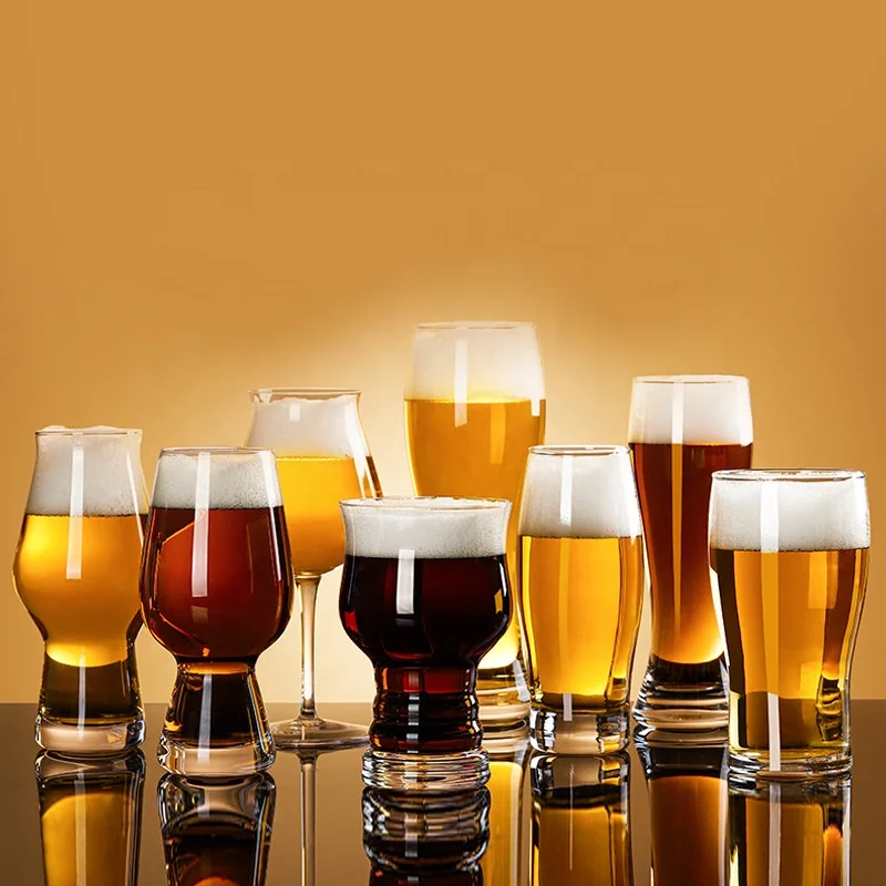 Gift Sample Logo Craft Stein Drinkware Glasses Large Hand Blown Wheat Beer Glassware Wholesale Crystal Glass Creative Beer Mug