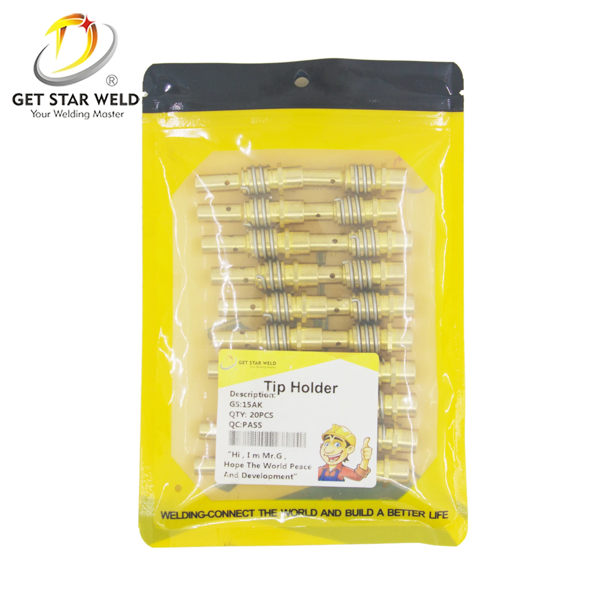 Get Star Weld mig welding gas accessories,brass binzel welding tip holder,15ak copper contact tip holder