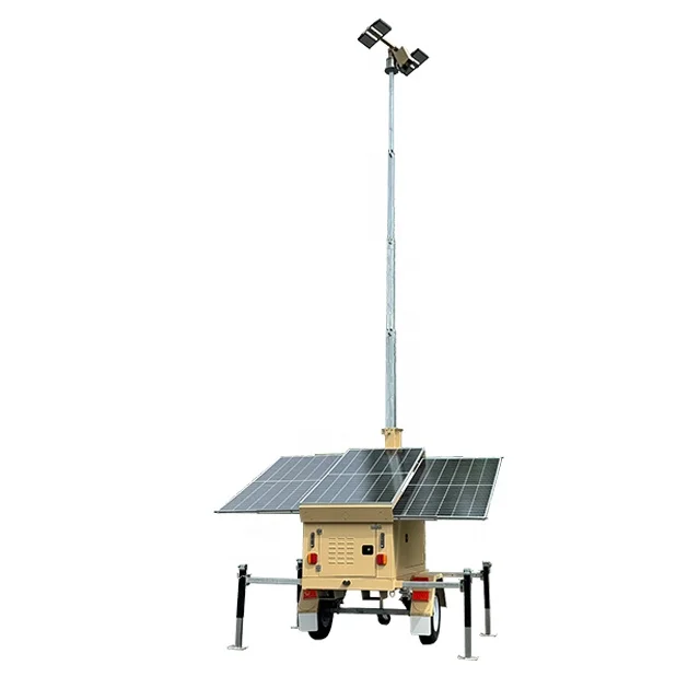 400-1000W Hybrid lithium battery  SOLAR LIGHT TOWER diesel or gasoline generator backup power