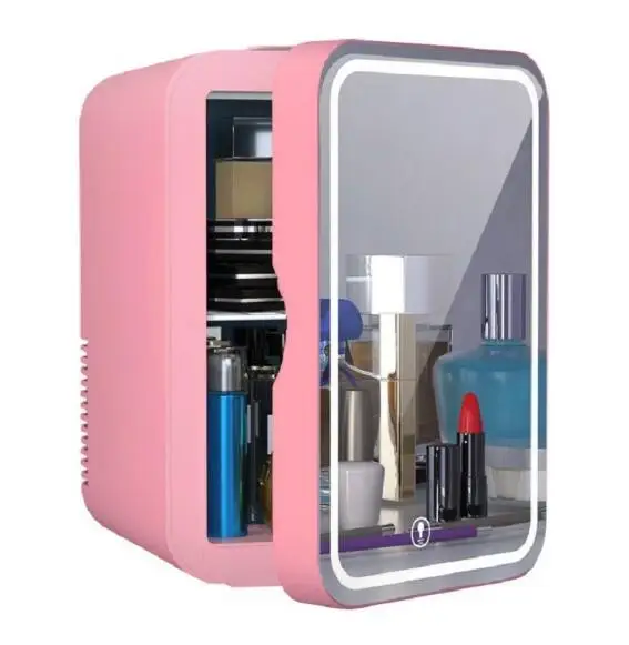 mini refrigerator 8L portable travelling compact refrigerators  car home compact refrigerators with LED cosmetic mirror
