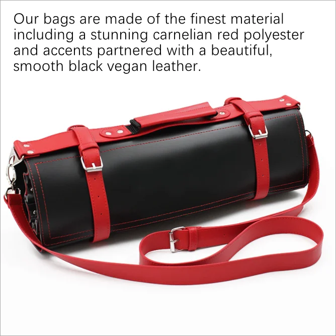 Hand-made Professional Scratch Proof Travel Large Leather Knife Roll Kitchen Knife Tool Bag