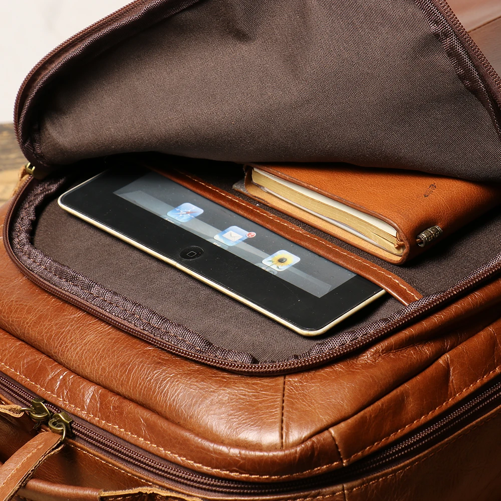 Wholesale Men Business For 16inch Macbook Laptop Cowhide Custom Luxury Genuine Real Leather Backpack