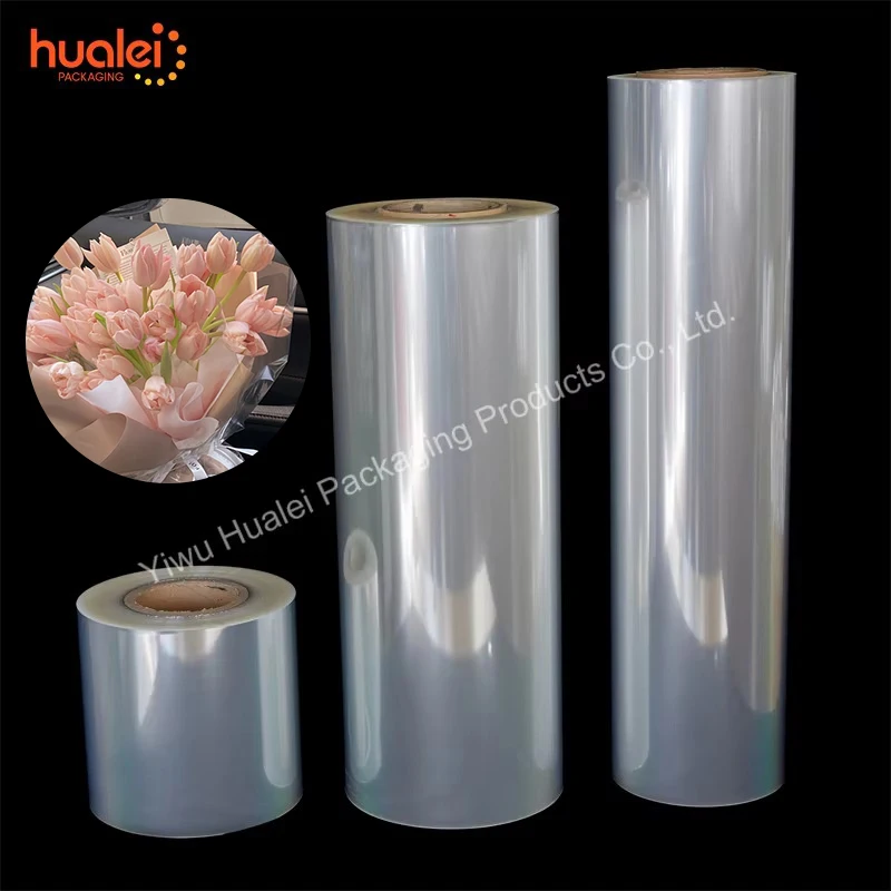 Wholesale Custom Printing Transparent Bopp Plastic Film Roll Soft Clear Flowers Gift Wrapping Bopp Cellophane Roll Film