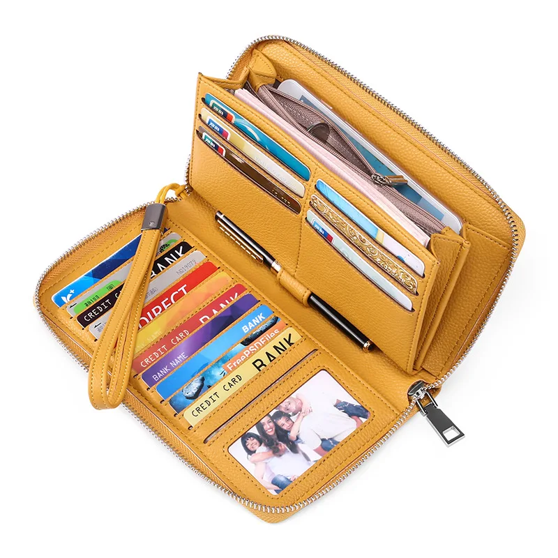  Soft Leather ladies Long wallet bag female luxury Multiple card slots money rfid coin purse wallets