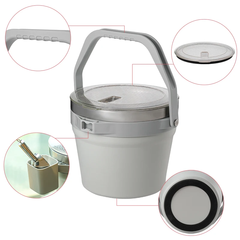 Premium Stainless Steel Cooler: 7L Ice Bucket with Lid and Accessories