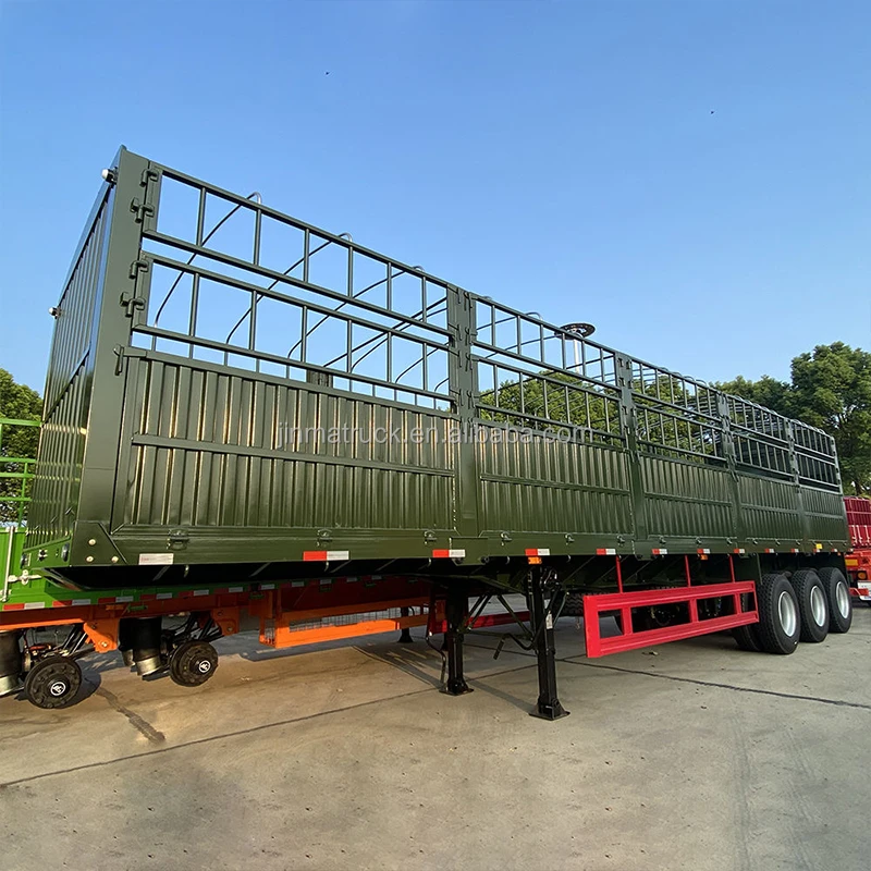 JINMA 3 Axles Heavy Cargo Transport Side Fence Semi Trailer Fence Truck Trailer For Guyana