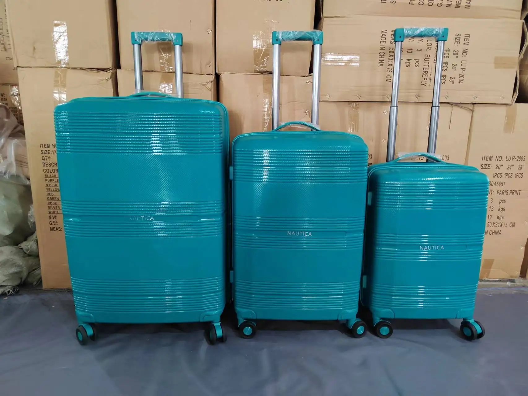 Bojun Wholesale luggage set  pp high quality factory suitcase TSA lock double wheel trolley suitcase 3 PCS / SET  20 24 28