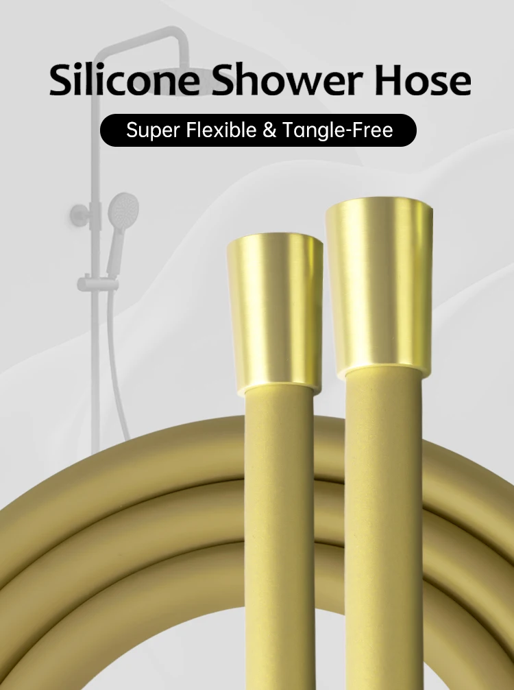 Luxurious Gold Silicone Shower Hose Anti-Twist, 1m/1.5m/2m Lengths