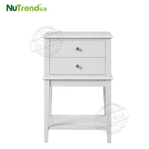 Hot Seller Modern White 2 Drawer Storage Corner Wood End Table Living Room Tall Bed Side Table Bedroom Nightstand