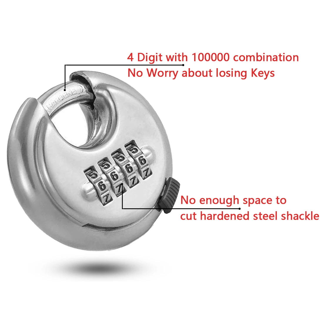 Safely Code Lock 4 Dial Digit Combination Lock Weatherproof Protection Security disc Padlock