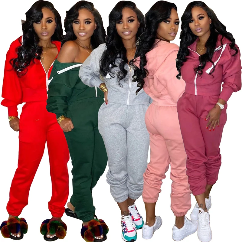
Women Hoodies Pant Clothing Set New Casual 2 Piece Sets Warm Clothes Solid Tracksuit Women Set Top Pants Ladies Sportswear Suit 