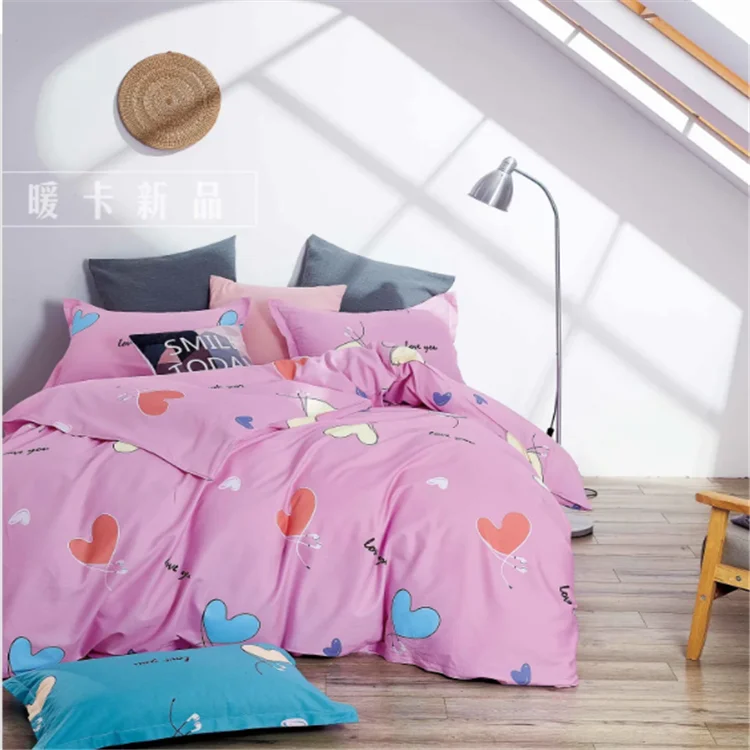 Polyester material printed  bedsheet set use for home